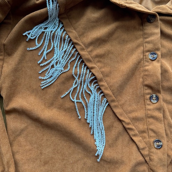 Rust Fringe Button-Up Shirt - Picture 2 of 3